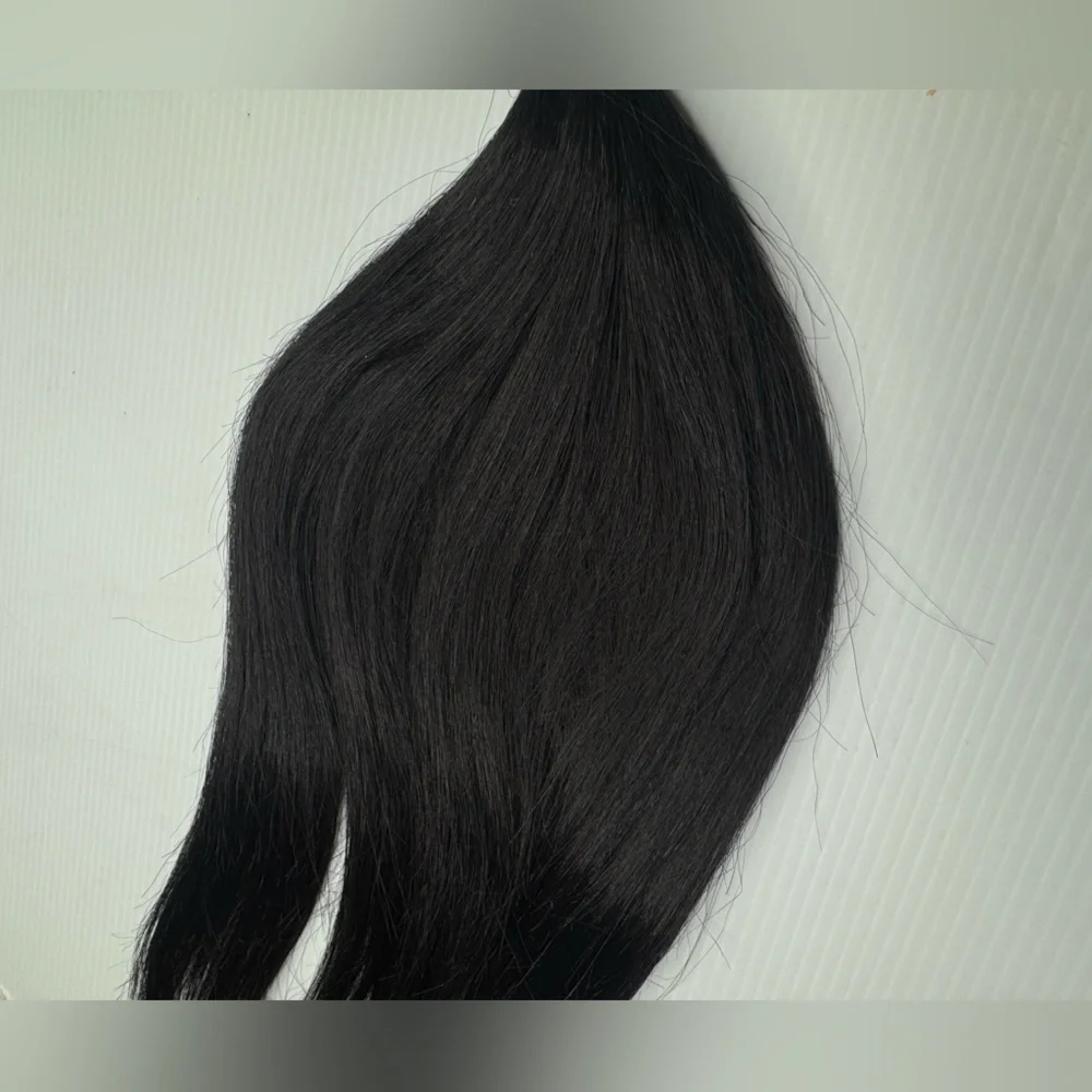 19” Human Hair Blend Straight Bundle – Natural Black, Soft Silky Weft, Heat-Safe